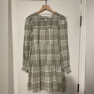 New Olive Plaid Lined Mini Dress